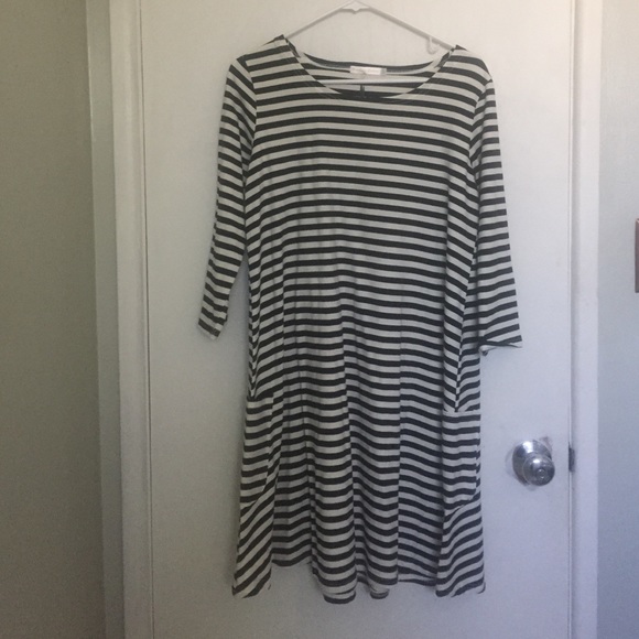 Black and white striped dress with pockets
