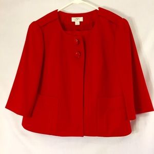 Ann Taylor red crop jacket and skirt suit