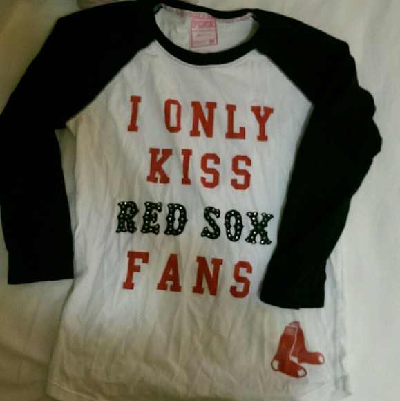 Pink MLB Collection I Only Kiss Red Sox Fans Tee