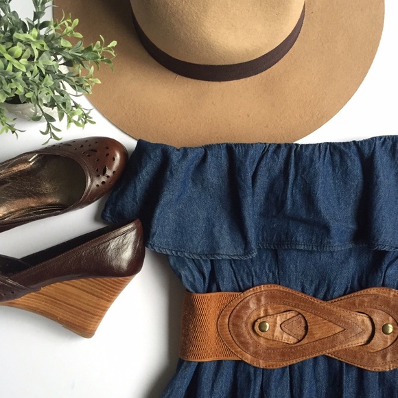 Denim Strapless Lantern Dress