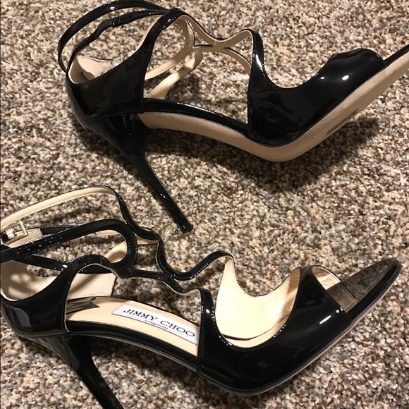 Jimmy Choo Lang Patent Strappy Sandal Black - Picture 2 of 4