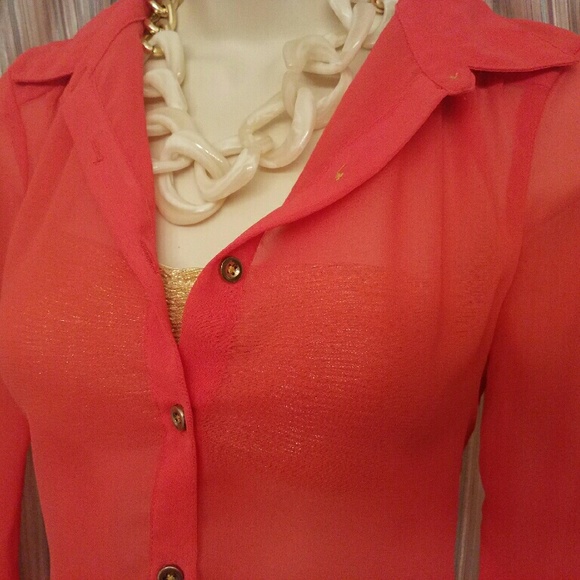 🕊CORAL SHEER BLOUSE