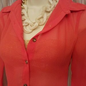 🕊CORAL SHEER BLOUSE