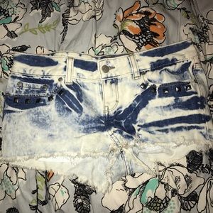 PINK jean shorts tye-dye