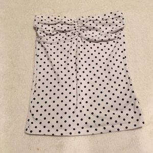 Black and White Polkadot Strapless Shirt