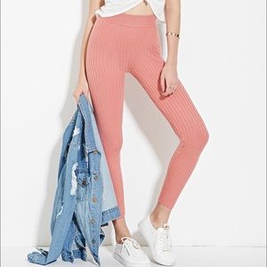 Forever 21 Salmon Pink Knitted Leggings
