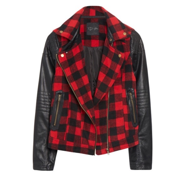 Plaid Leather Jacket