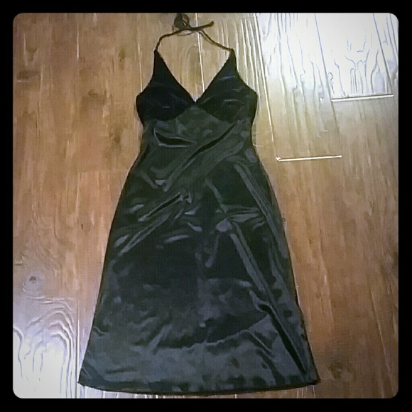 Black Satin and Velvet Halter Dress Size Small
