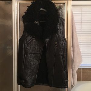 Leather Shearling Moto Vest