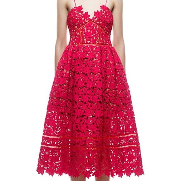 Self-portrait red azaelea dress