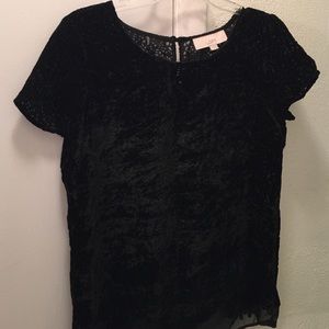 Loft black velvet cutout shirt