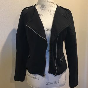 Black knitted moto style jacket
