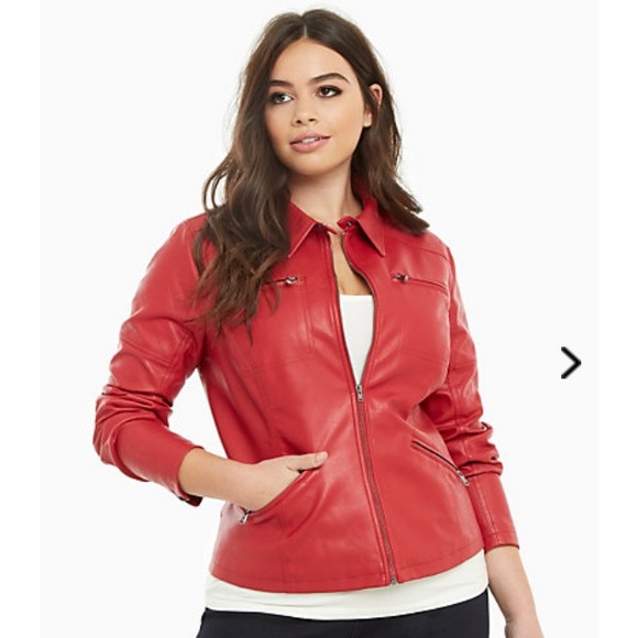 *Closet closing!*Red Leather Moto Jacket NWOT