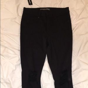 Express black hi-rise jeggings ripped knee details