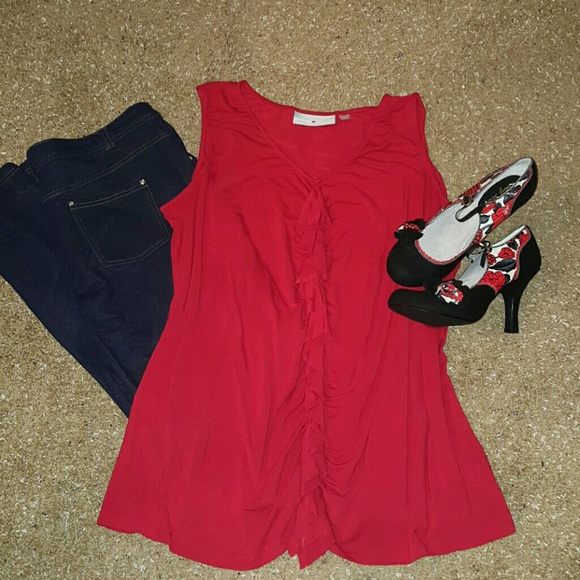 PRICE DROP!! Red Ruffled Tunic