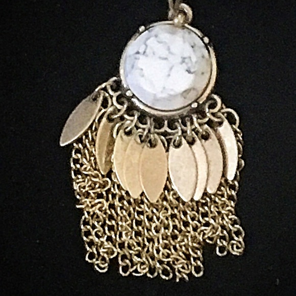 Jewelry - 🎹👂🏼Natural Stone & Metal Fringe Earrings-White Jewelry - 🎹👂🏼Natural Stone & Metal Fringe Earrings-White