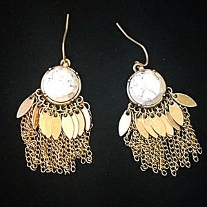 Jewelry - 🎹👂🏼Natural Stone & Metal Fringe Earrings-White Jewelry - 🎹👂🏼Natural Stone & Metal Fringe Earrings-White