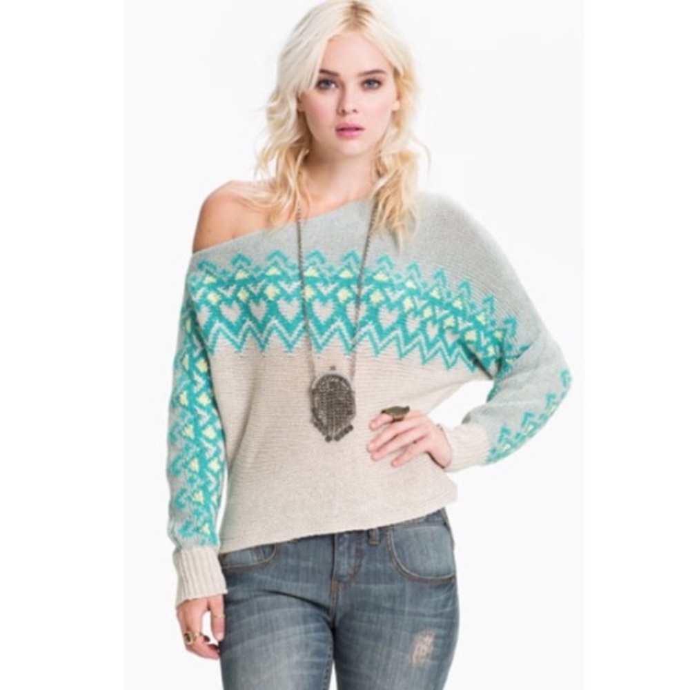 Colorful off shoulder sweater