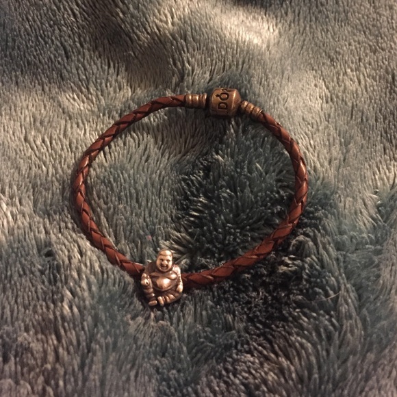 Brown leather braided bracelet