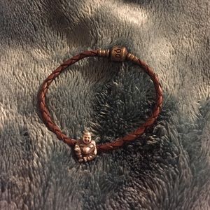 Brown leather braided bracelet