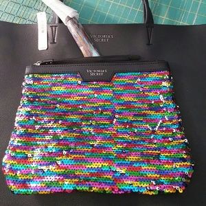 Victoria secret large leather bag and cosmetic bag