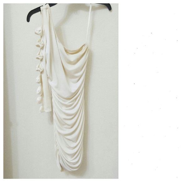 Sparkly One Sleeve Cream Colored Dress