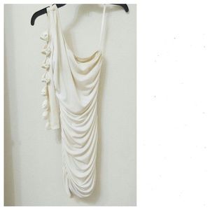 Sparkly One Sleeve Cream Colored Dress