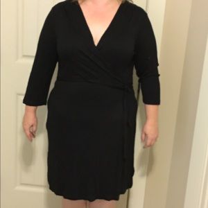 Black knit wrap dress