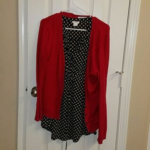 Liz clairborne Cable Knit bright red cardigan