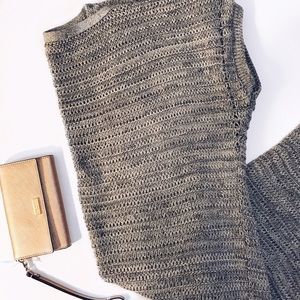 Knee length Gray Cardigan with Short Sleeves