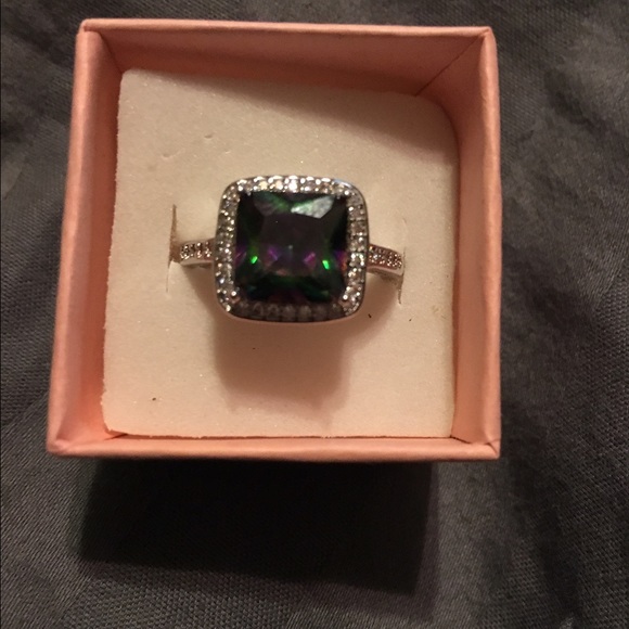 Mystic fire topaz ring