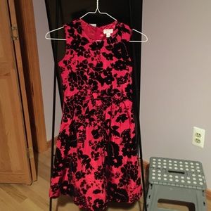 Red dress with black roses