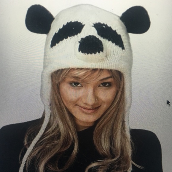 Winter knitted fleece panda hat