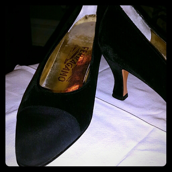 Ferragamo Black Velvet Heel