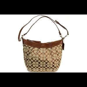 Coach signature pleated convertible hobo bag
