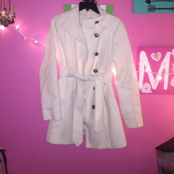 A big coat that has been worn once