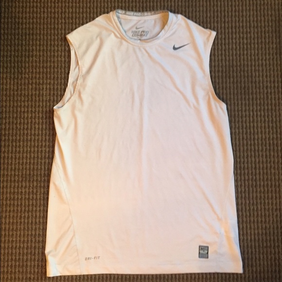 White Nike Dri-Fit Tank Top Fitted - Large