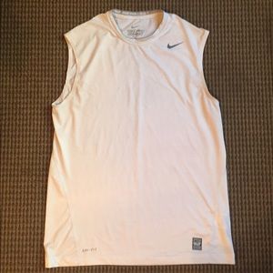 White Nike Dri-Fit Tank Top Fitted - Large
