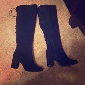 Lace knee high boots