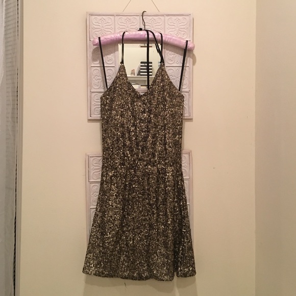 Halter top gold sequin dress