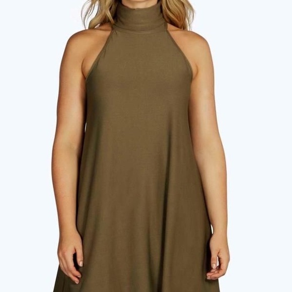 Boohoo Dresses & Skirts - Boohoo Olive Green Sleeveless Turtleneck Dress