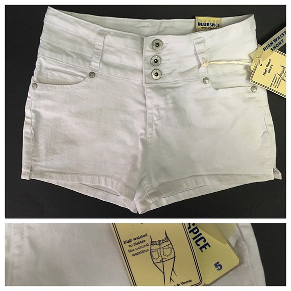 blue spice high waisted shorts