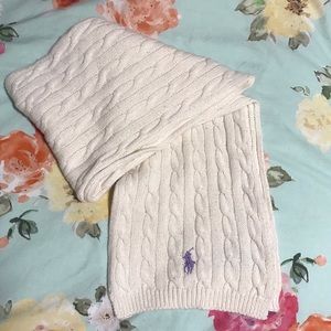 Cream Ralph Lauren Cable Knit Scarf