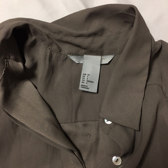 H&M Button Down Blouse - Grey/Brown - Picture 2 of 3