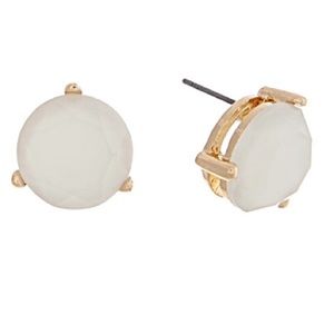 🎹👂🏼Faceted Round White Stone Post Earrings