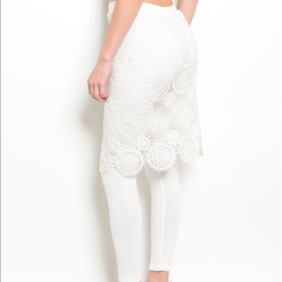 White crochet skirt with attached leggings