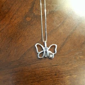 14k White Gold Butterfly Pendant