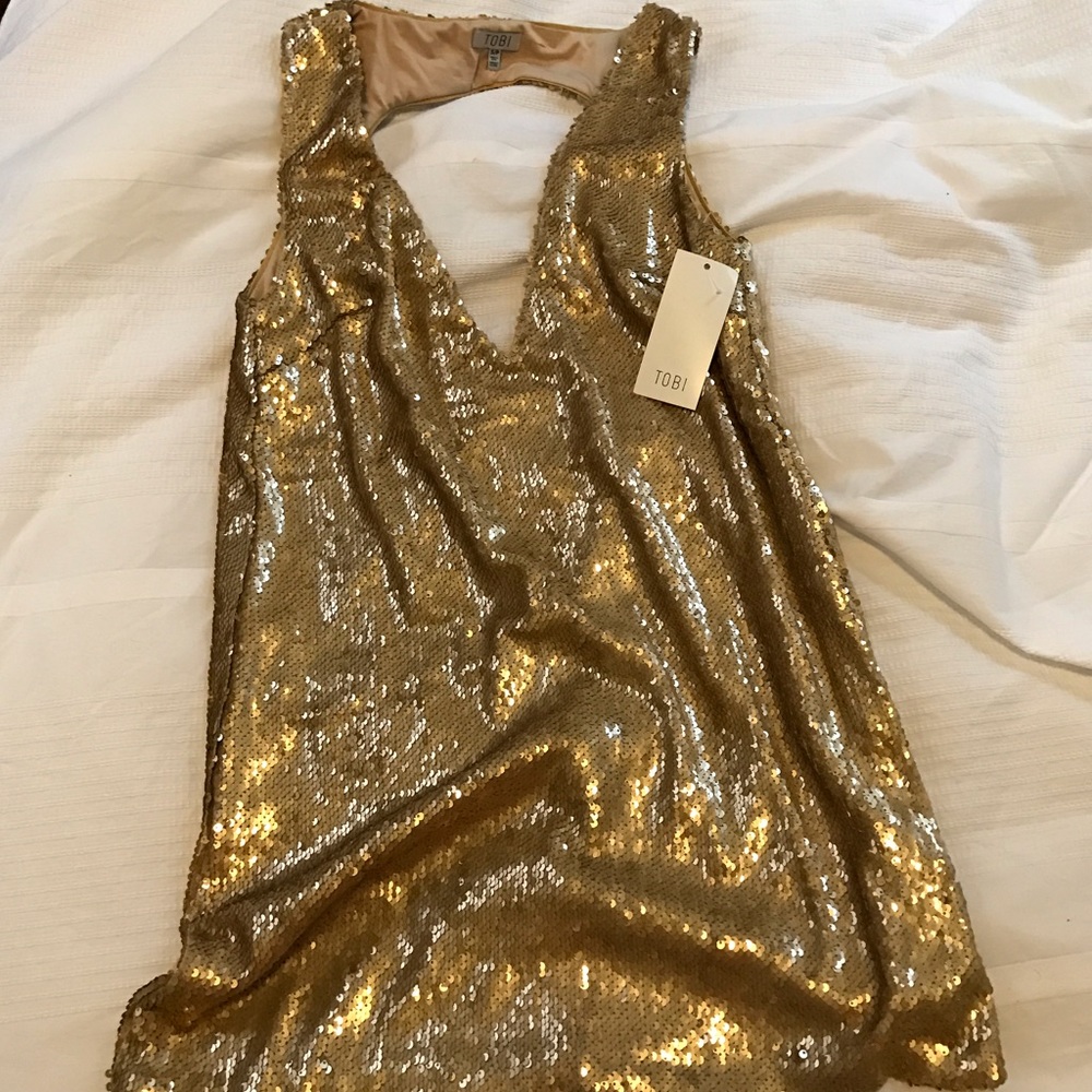 gold sequin dress