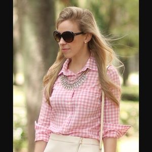 Pink gingham shirt from J.crew factory