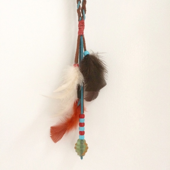 Suede & Feather Charm Necklace - Picture 2 of 4